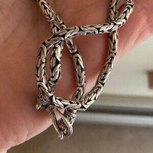 Vintage Sterling Silver Byzantine Chain Necklace 18" Excellent Preowned Shape